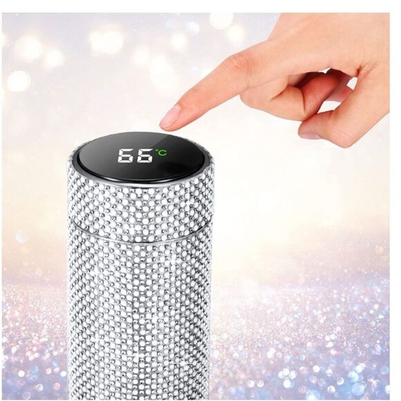 Rhinestone Stainless Steel Vacuum Insulated Water Bottle Thermos LED Temperature - Picture 11 of 15